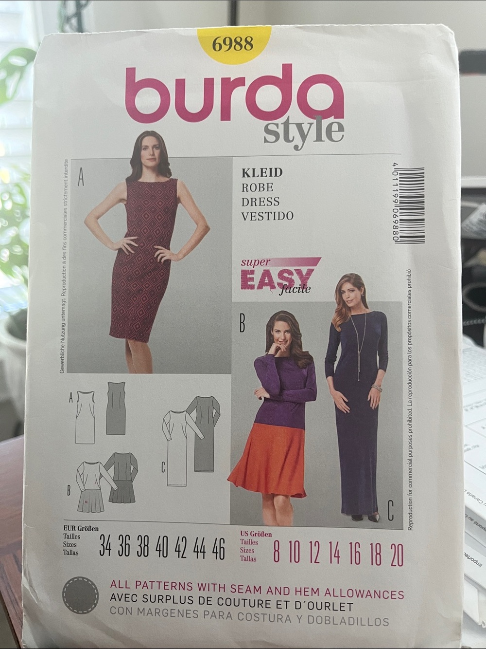 Burda Style Women’s Burgundy Pencil Skirt Dress - Sleek Sheath Design